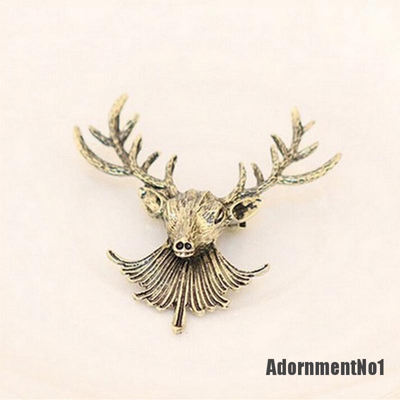 (Adornmentno1) 1pc Bros Pin Enamel Desain Kepala Rusa Lucu Untuk Unisex