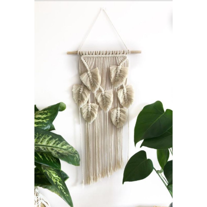 READY STOK) macrame hiasan dinding daun ombyok / macrame wall hanging (HD 054)