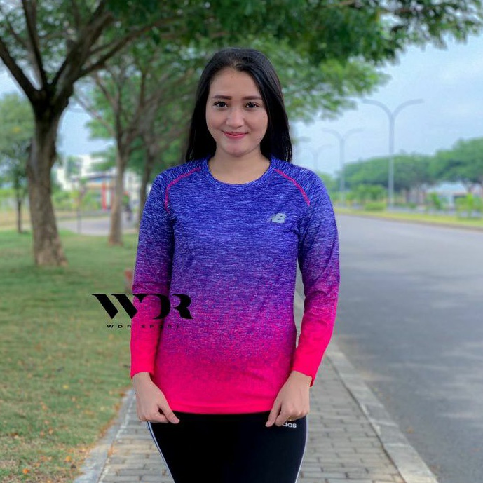 Kaos Olahraga Senam Zumba Wanita Lengan Panjang Baju Atasan Olahraga Running Lari Muslim Setelan Ola
