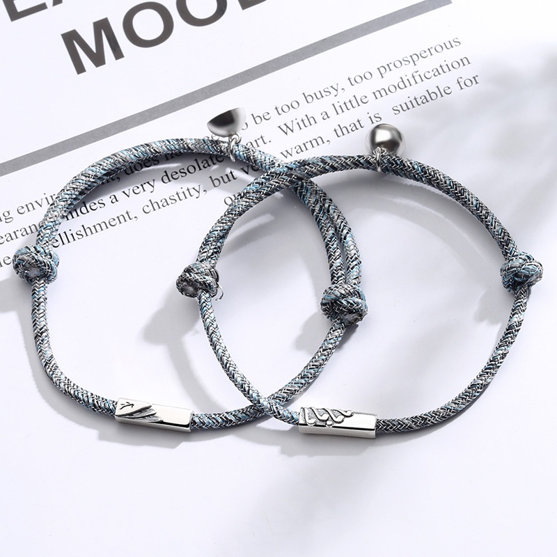 [✅COD] 2Pcs Gelang Couple Magnet Pasangan Liontin Kreatif Pesona Gelang Perhiasan Bestie Simple Penjualan Panas Mode