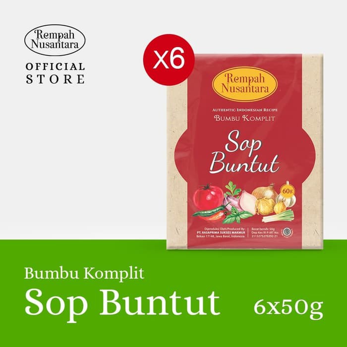 

REMPAH NUSANTARA BUMBU SOP BUNTUT 60 GRAM 1 PACK 6 PCS