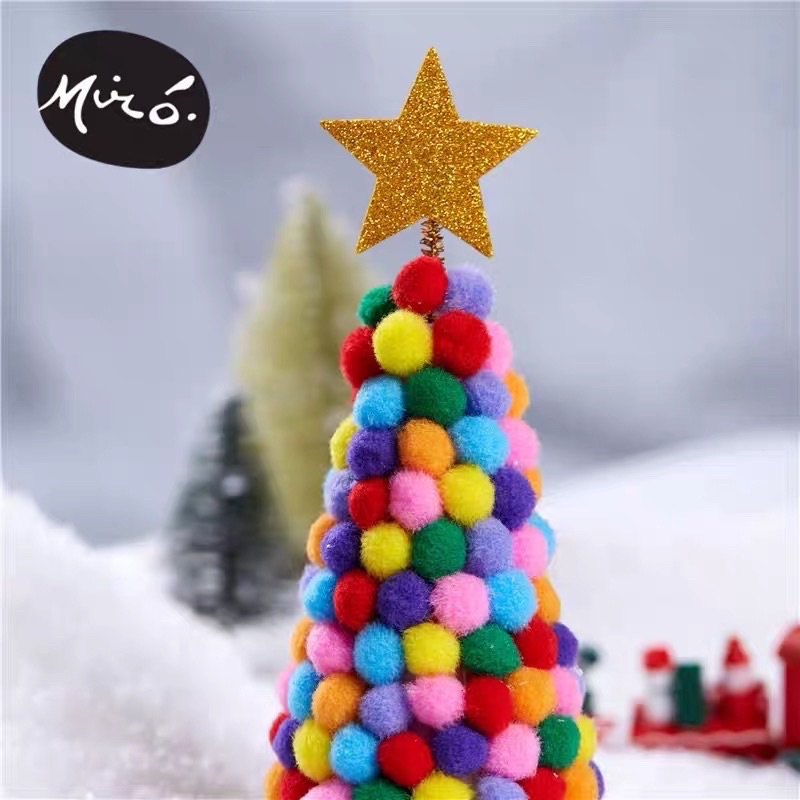 Diy christmas tree pom pom ball prakarya anak tema natal