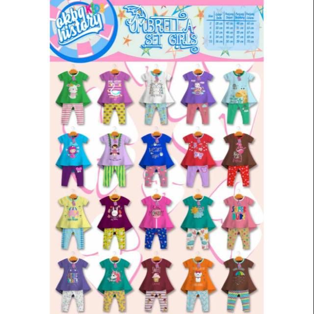 Setelan OKBG Umbrella Anak Perempuan/ Cewek/ Girls Size 2 4 6 8 10