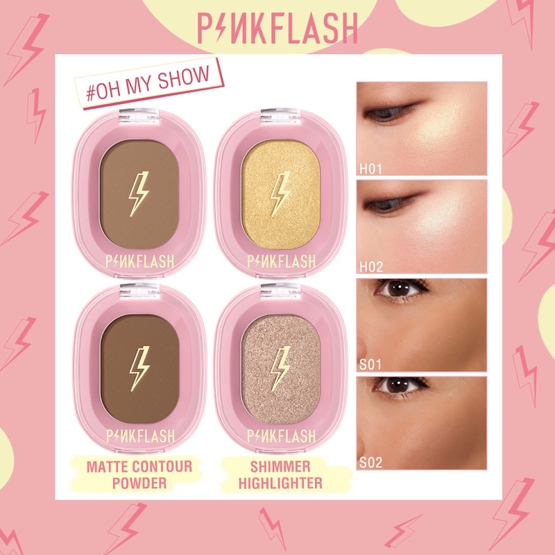 [BISA COD] PINKFLASH Soft Pigment Face Contour Highlighter Shimmer