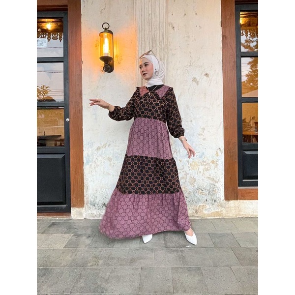 GAMIS RAYON MOTIF GUCCI / GAMIS KOMBINASI / GAMIS CANDA