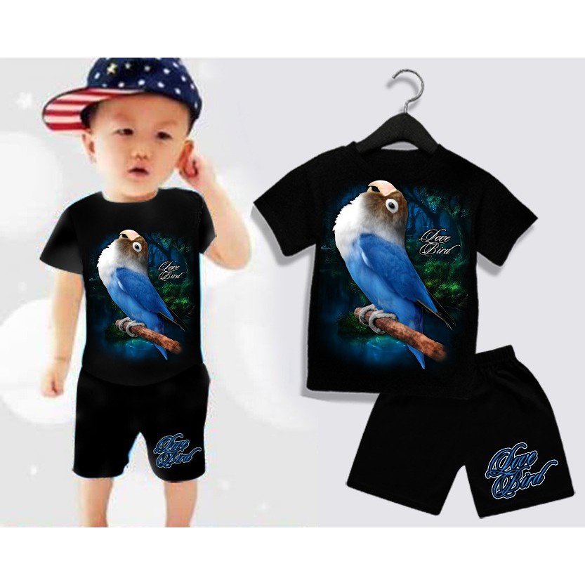 Kaos Kicau Anak Lovebird Cobalt Blue Kaos Burung tipe 2