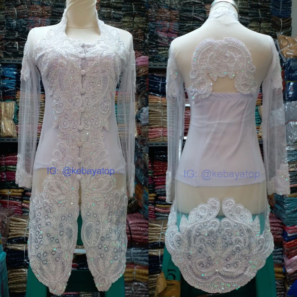 Kebaya Payet Bordir Putih Akad