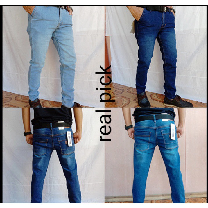 CELANA SKINNY JEANS/CELANA PENSIL HITAM BAHAN MELAR/JEANS PANJANG PRIA