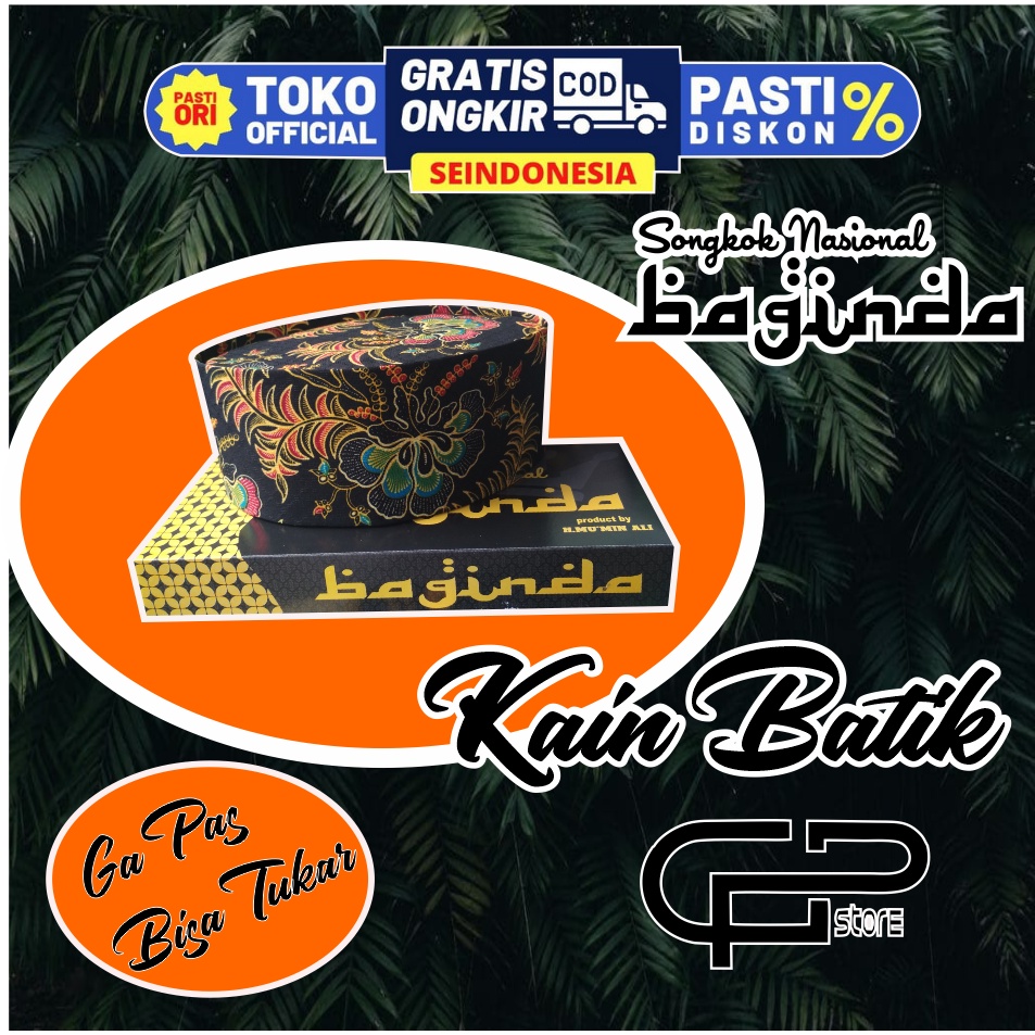 peci kain batik motif keren tinggi 9cm