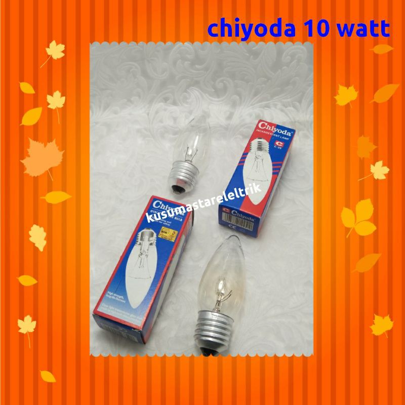Lampu pijar dop 10 watt.e27.lampu lilin 10 watt.chiyoda.clear