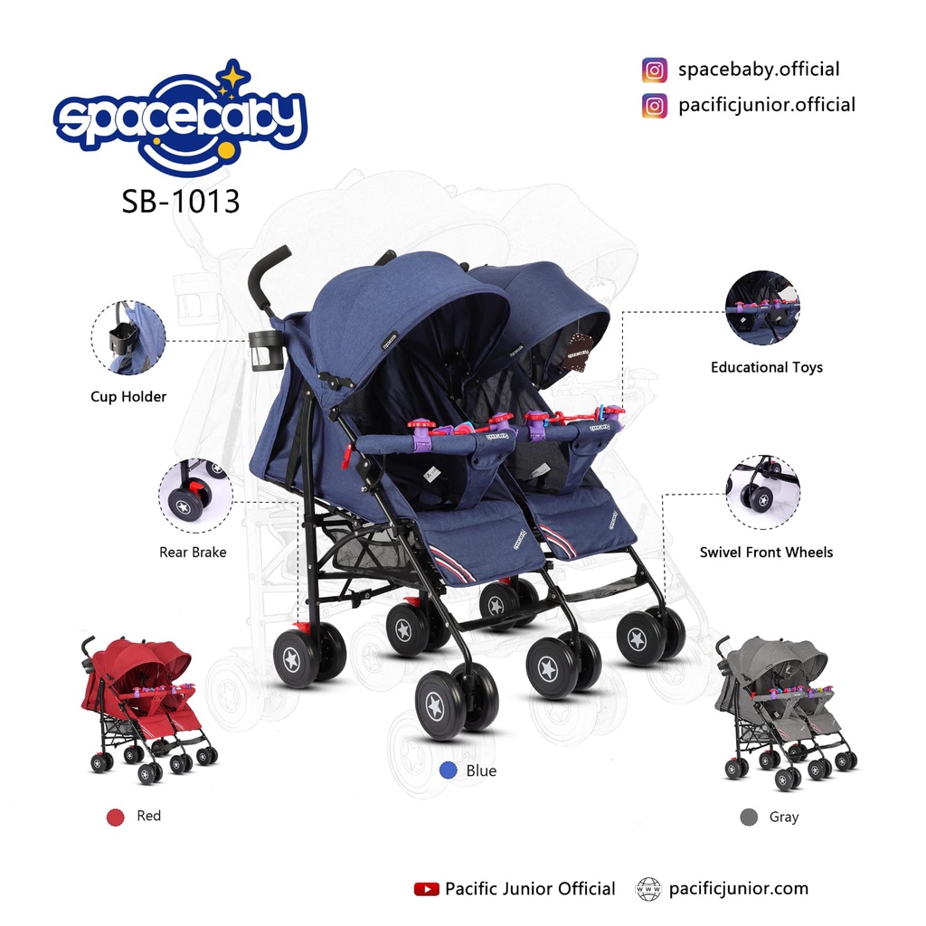 Stroller Baby Twin Spacebaby SB 1013 Kereta Dorong Bayi Kembar