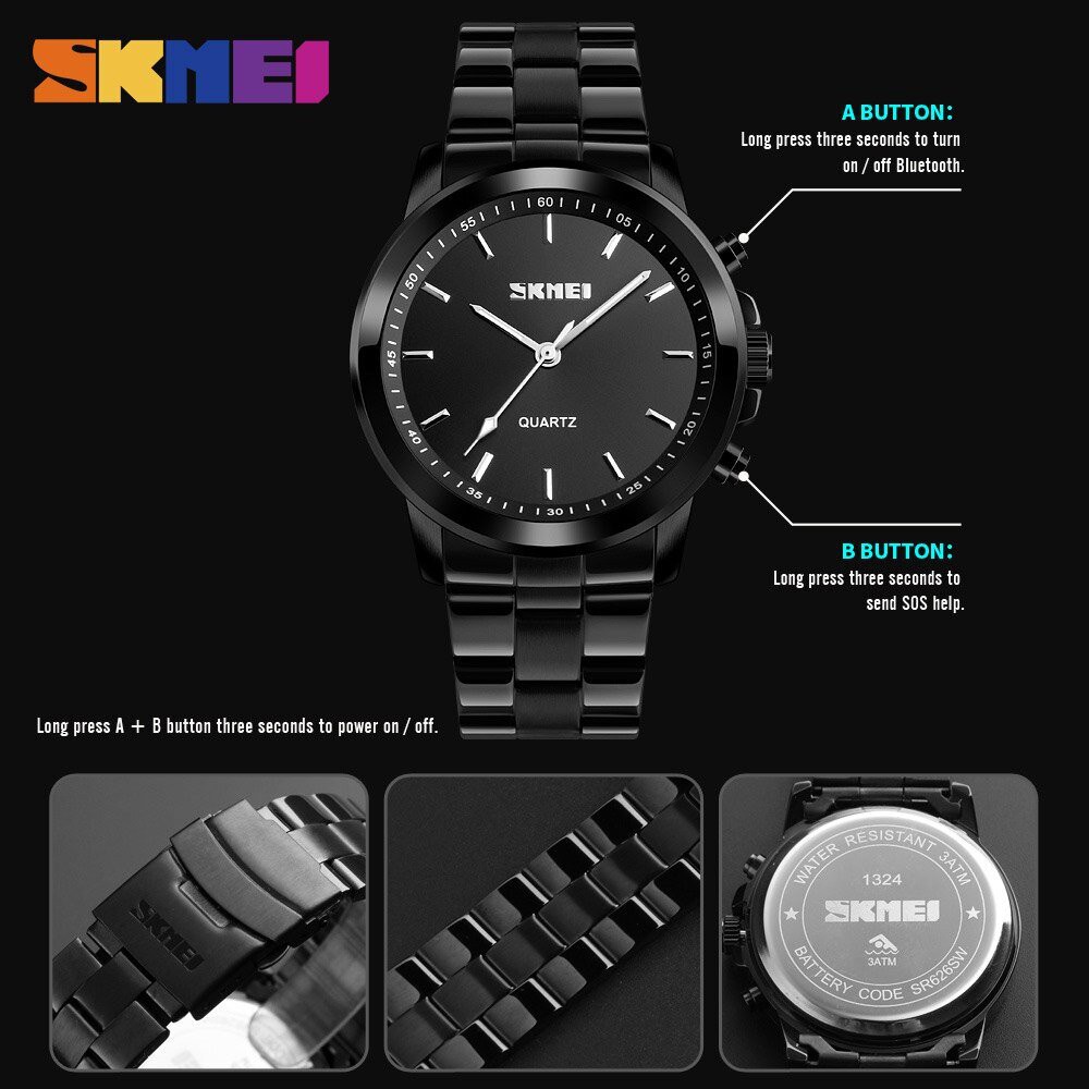 Jam Tangan Pria / SKMEI 1324 / Jam Tangan SmartWatch / Jam Tangan Stainless Steel Original SKMEI