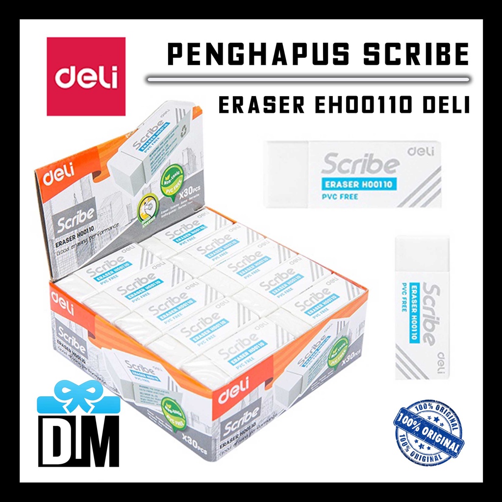 

PENGHAPUS SCRIBE Putih Hapus Bersih Karet Gosok Eraser EH00110 Deli PVC Free