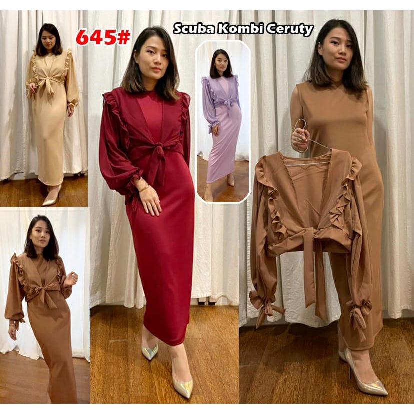 645# LONGDRESS FASHION MUSLIM / GAUN PANJANG PLUS BOLERO / DRESS PANJANG MUSLIM MODIST