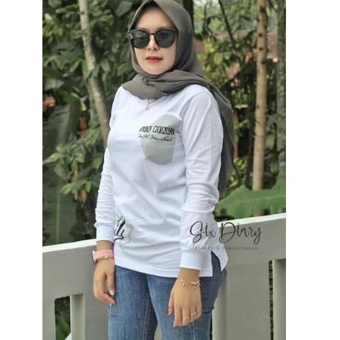Big Sale.. ATASAN WANITA | KAOS TANGAN PANJANG WANITA ORIGINAL SIX DIARY PUTIH | STYLE ZOLAQU