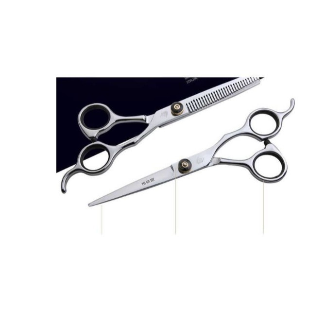 Set Gunting Rambut Flat Scissors + Sasak Stainless Salon Profesional SMITH CHU XK10 Biutte BHT002