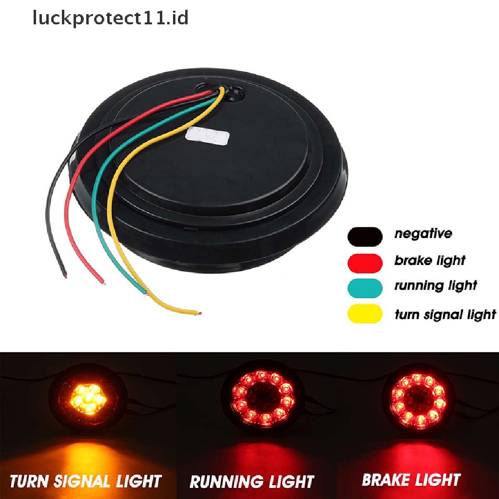 &lt; Luckprotect11.Id &gt; Rem Sein Truk Bulat 4 &quot;Merah/Amber 16leds