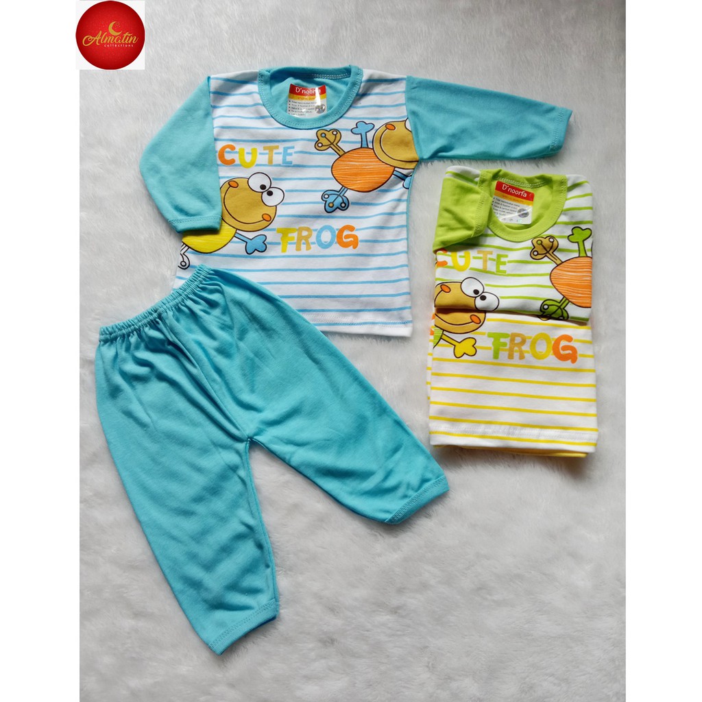 MURAH PIYAMA OBLONG PANJANG / Setelan Baju Bayi Dnoorfa MOTIF size 0-6 bulan ( 3 Pasang )