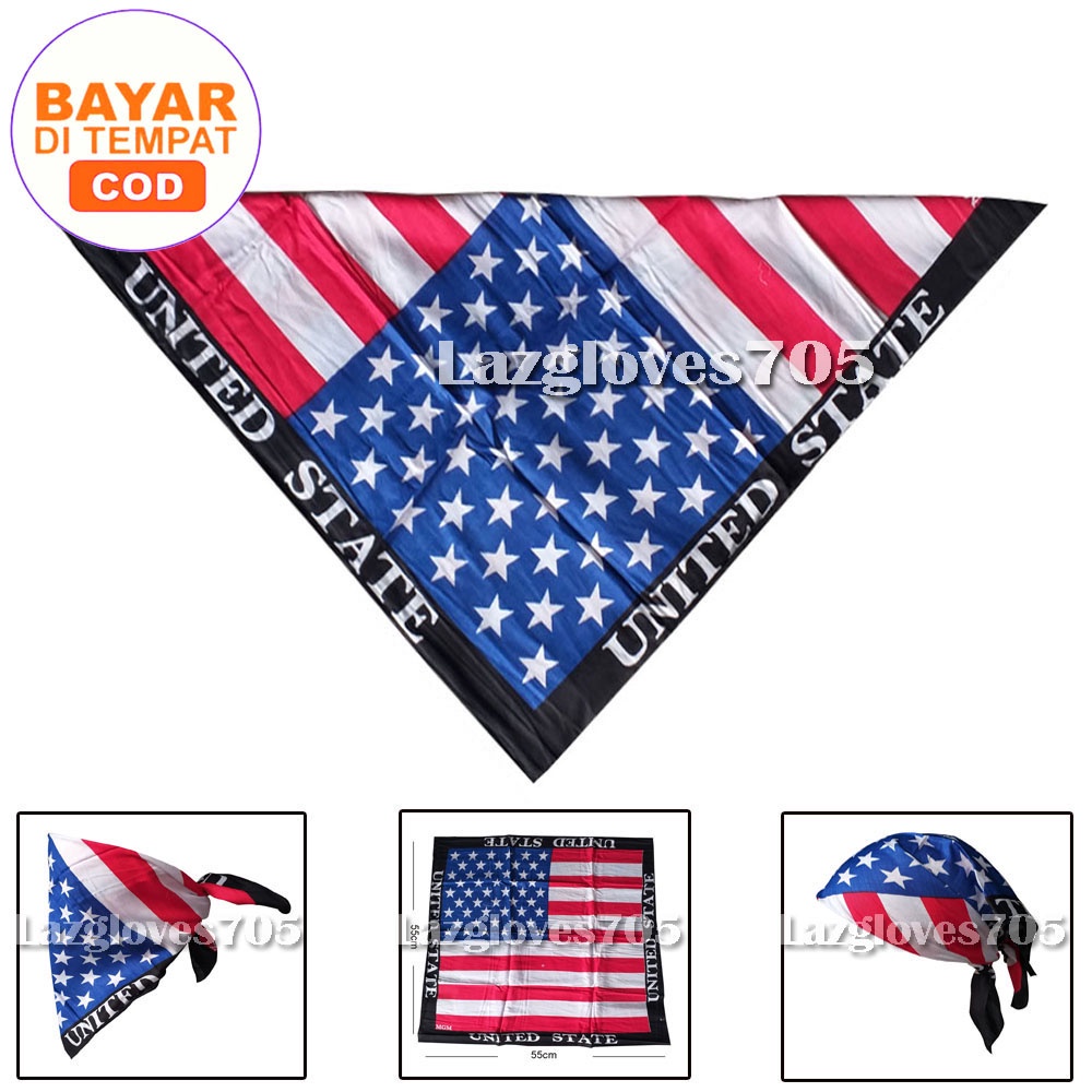 Baff Masker Bandana USA Syal Slayer Motif Bendera Amerika Sapu Tangan Pria Murah