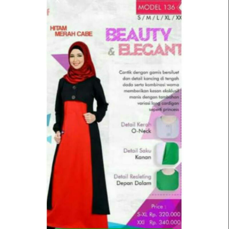 SALE Mutif Gamis Dewasa 136 Hitam S