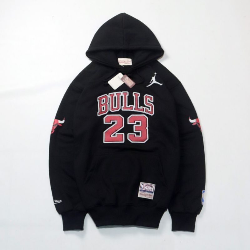 NEW!!! SWEATER HOODIE JORDAN BULLS 23 NBA BORDIR HITAM AUTHENTIC