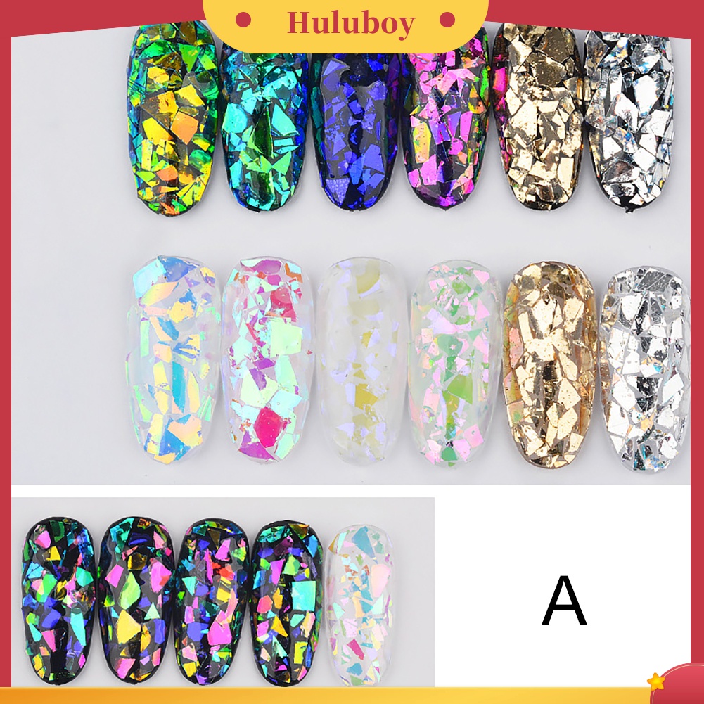 Huluboy Huluboy♡ Glitter Cellophane Asimetris Untuk Dekorasi Nail Art DIY