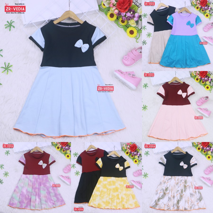 Dress Karin Uk 4-5 Tahun / Baju Anak Perempuan Dres Lengan Murah Gaun Pesta Import Motif Lucu