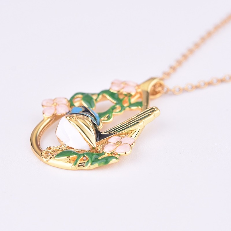 [Ready Stock]Fashion Creative Bird Flower Pendant Vintage Necklace