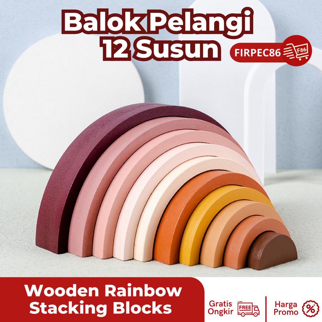 Mainan Montessori Anak Balok PELANGI/Mainan Susun Balok PELANGI Kayu 10 Susun