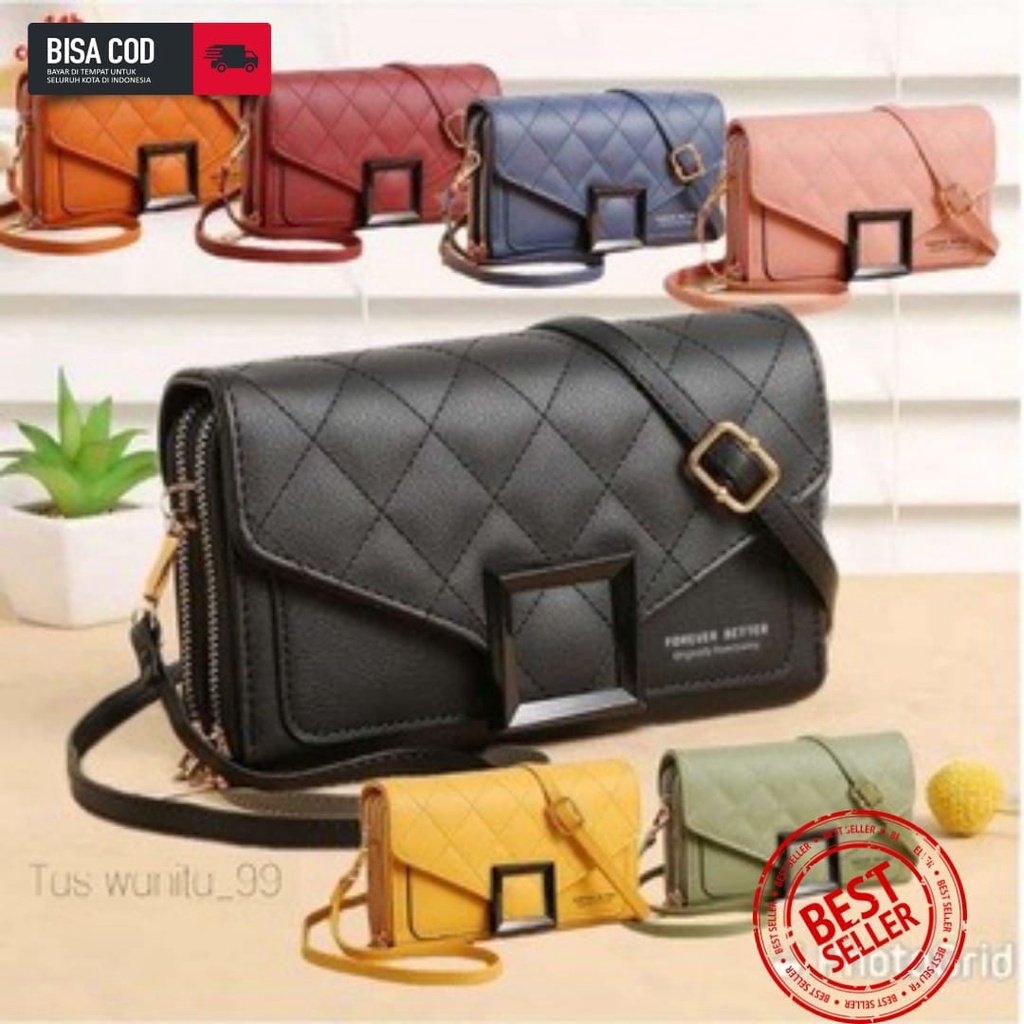 Tas Selempang Wanita Dompet Import Terbaru Warna Warni Semi Kulit 8799