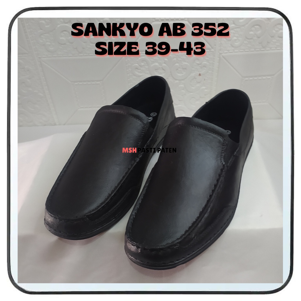 sepatu pantofel hitam sepatu karet sepatu formal merk sankyo ab352 ori