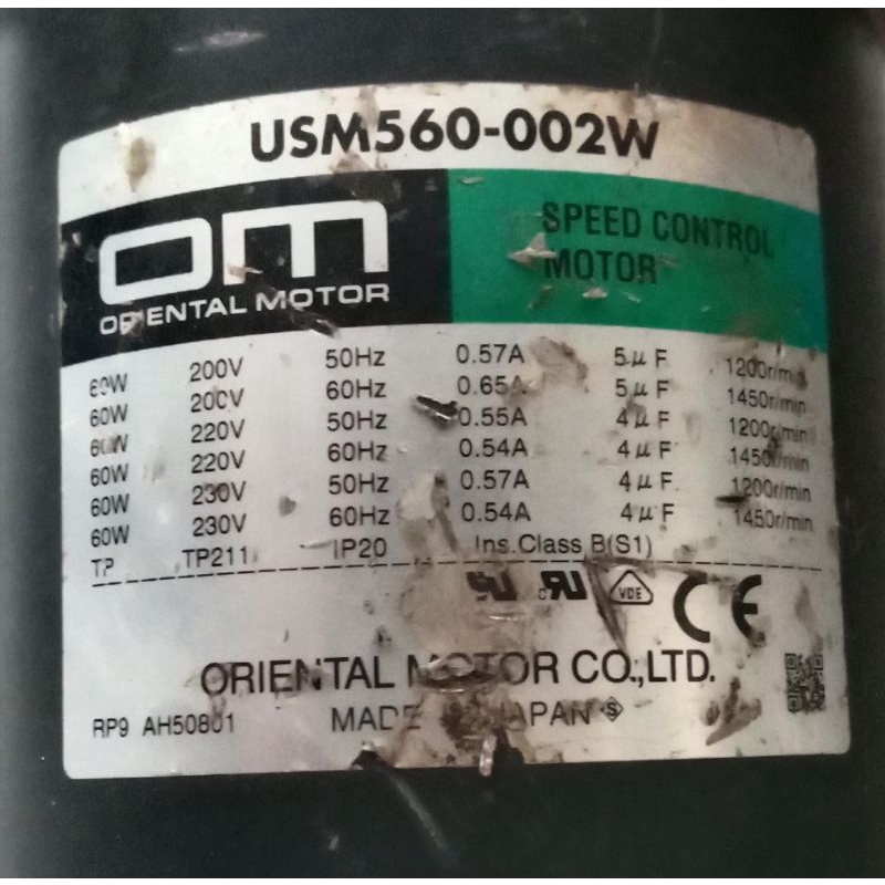 Oriental Motor Ac 220V 1450Rpm 60W 0.54A