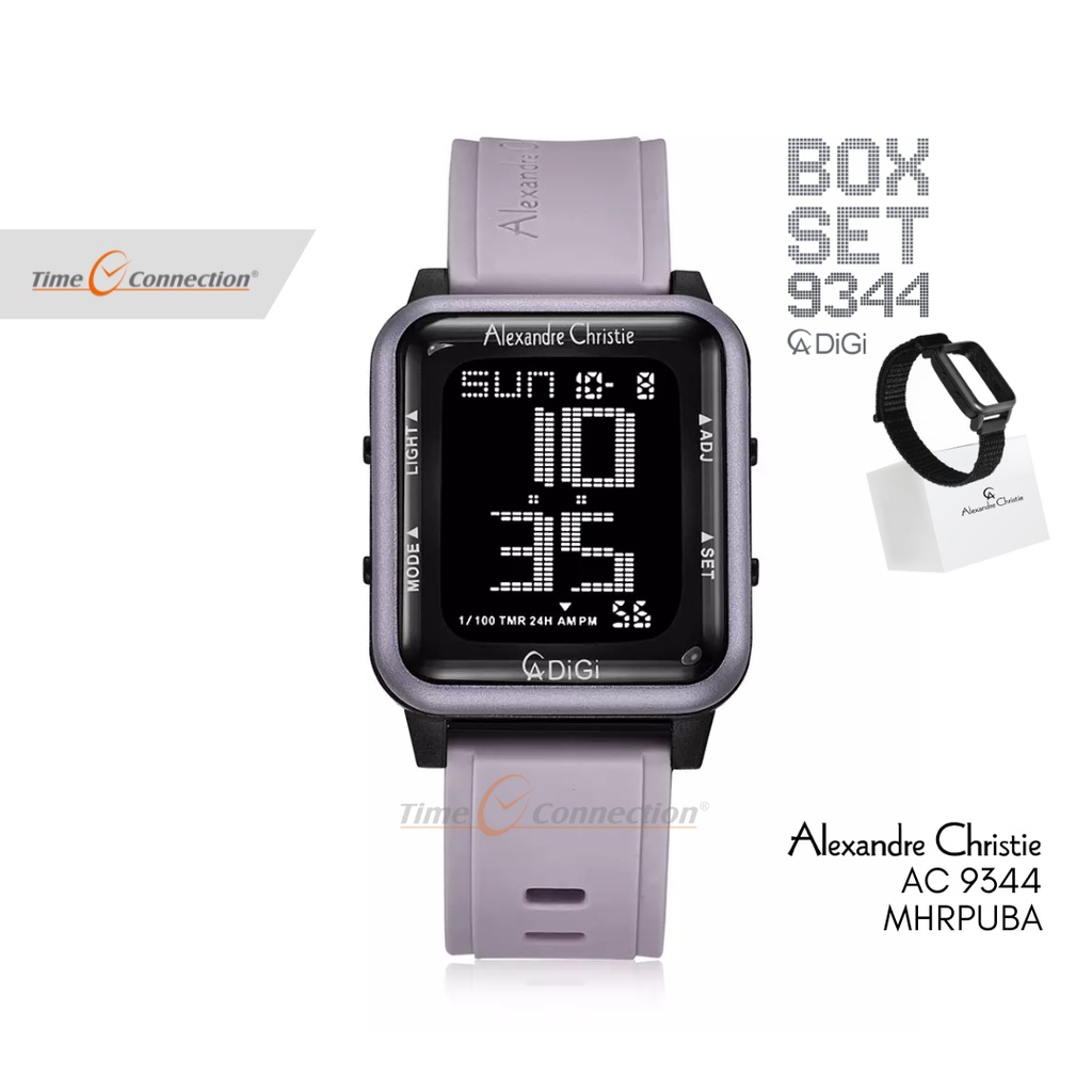 Alexandre Christie AC 9344 MHRPUBA Ungu Original / Jam Tangan Wanita Digital Karet / Purple Rubber W