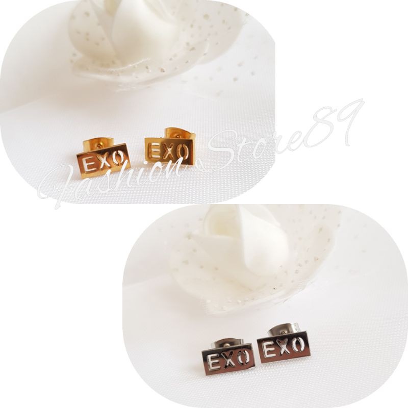 Anting tusuk Exo titanium Gold White import antikarat Selama nya ATP2