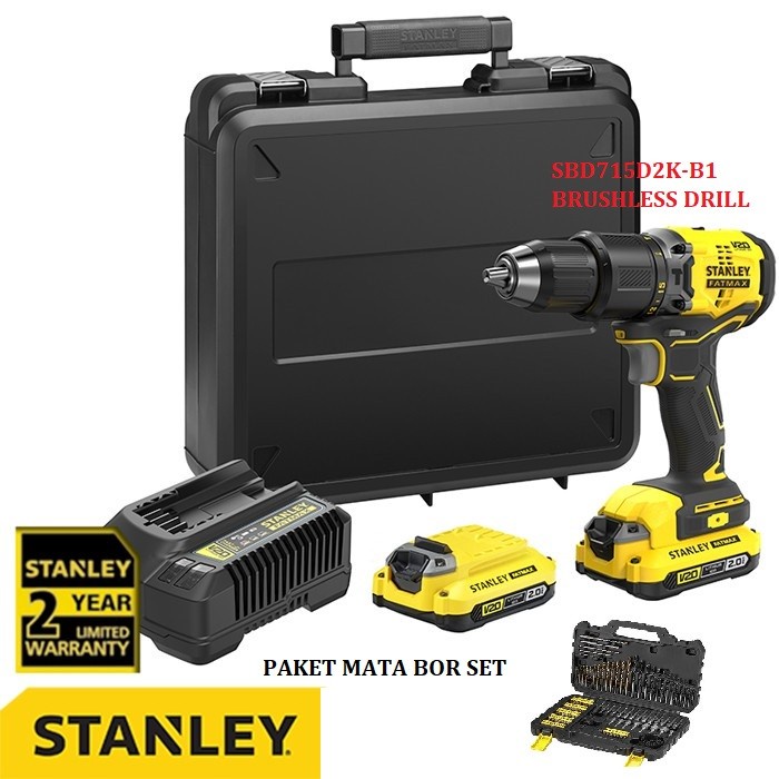 Mesin Bor Cordless Drill 20v Brushless STANLEY FATMAX SBD715D2K