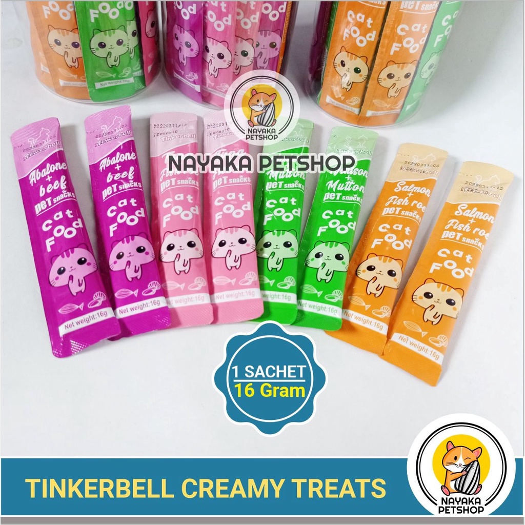 Tinkerbell Creamy Cat Treats 16 gr Satuan 1 Sachet Snack Kucing Cemilan Kitten