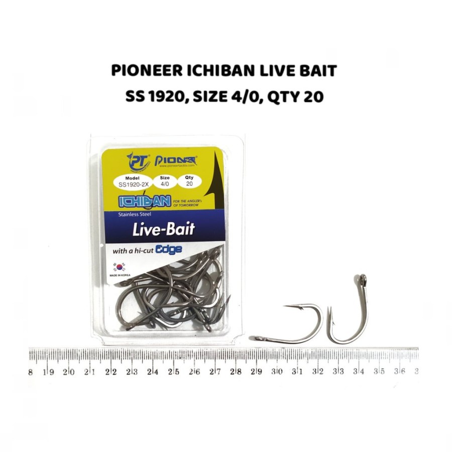 1 pak kail pancing ICHIBAN SS-1920 PIONEER LIVE BAIT stainless steel