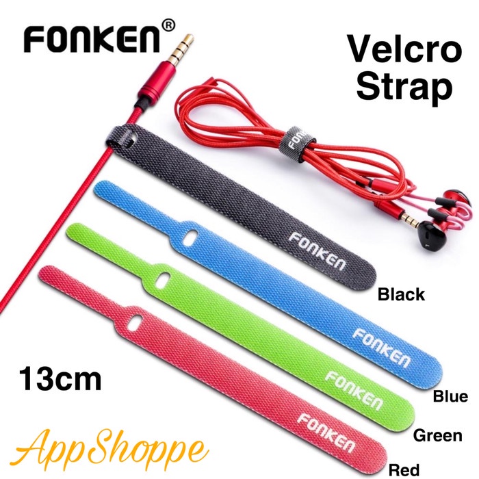 

perekat-pengikat- fonken velcro cable tie organizer cord strap pengikat kabel 13cm - green