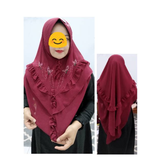 Desvika Kupu. Ori by DESVIKA HIJAB. Khimar maroon. 3 layer