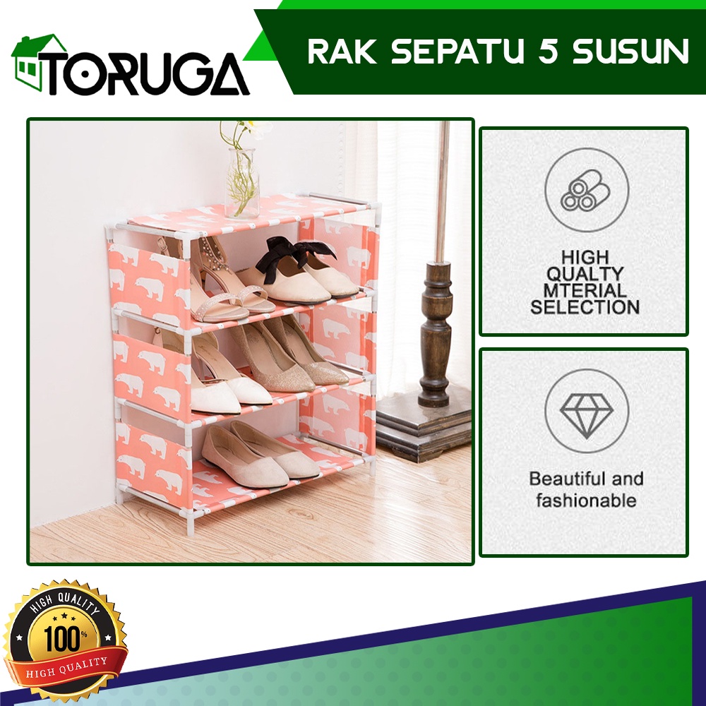 Rak Sepatu 5 Susun Stainless Amazing Shoes Rack Motif Kartun Lucu Unik Portable Foldable Mudah Bongkar Pasang Praktis Kekinian