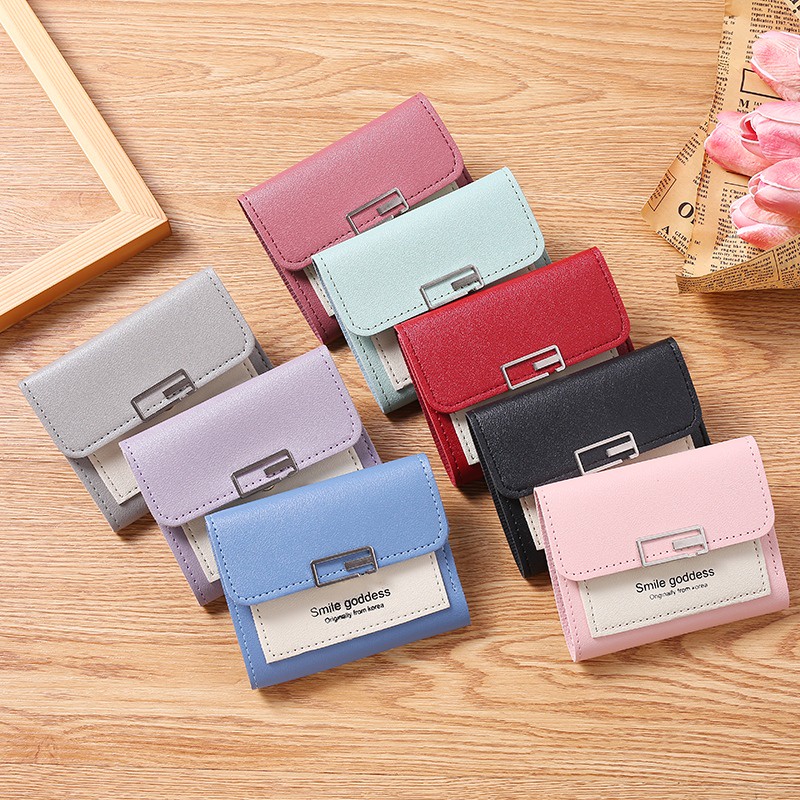 ASIN829 Dompet Wanita Baru Dompet Wanita Korea Pemegang Kartu Lipat Sederhana Dompet Wanita D665 Dompet Lipat Mini