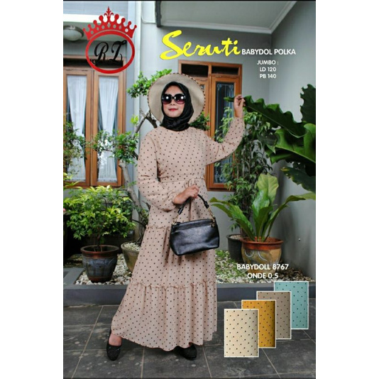GAMIS CERUTY BABYDOLL MOTIF POLKADOT CANDA SYARI