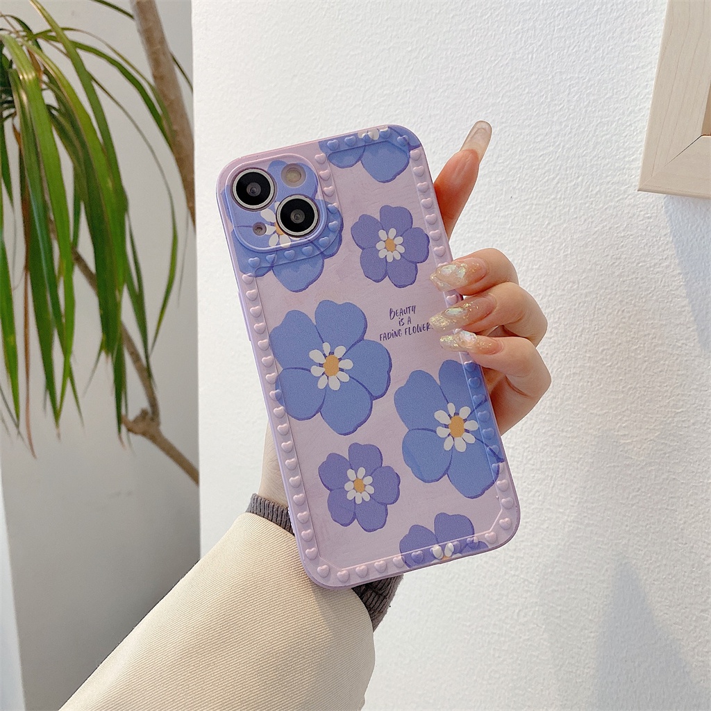 Soft Case Motif Bunga Ungu Pink Untuk OPPO A16 A15 A54 A95 A94 A12 A74 A93 A5S A7 A57 F1S A3S Reno6