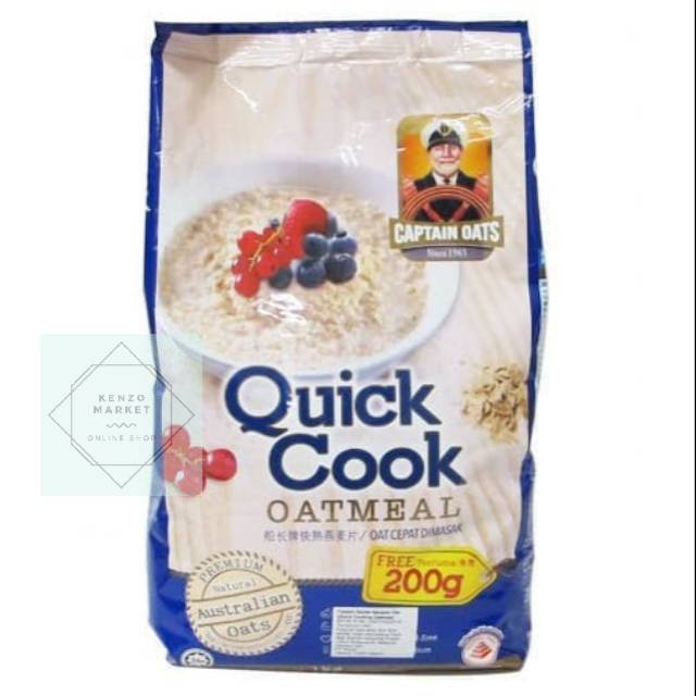 

Captain Oats Quick Cook Oatmeal 800g Free 200g / Sarapan Sehat Gandum