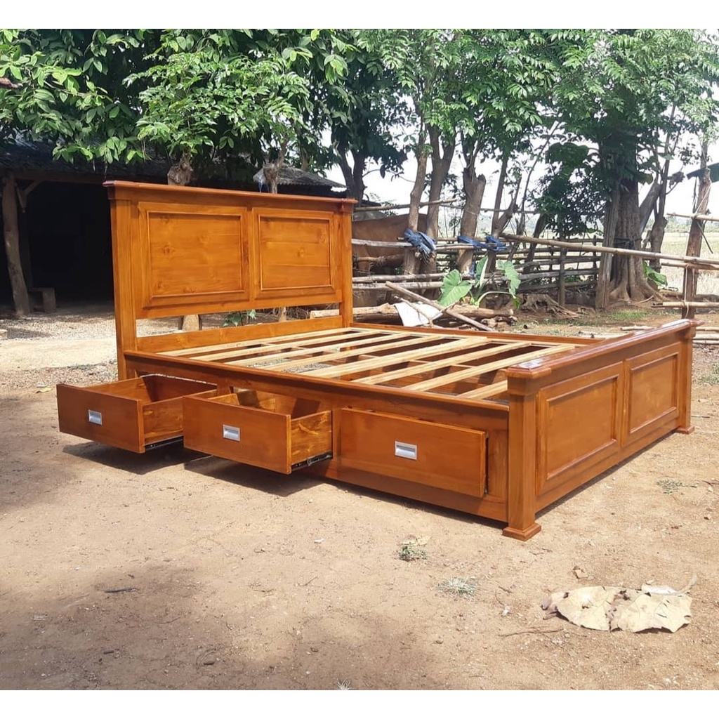 dipan tempat tidur / dipan minimalis / dipan laci tempat tidur minimalis / dipan kasur / dipan kayu jati jepara-1