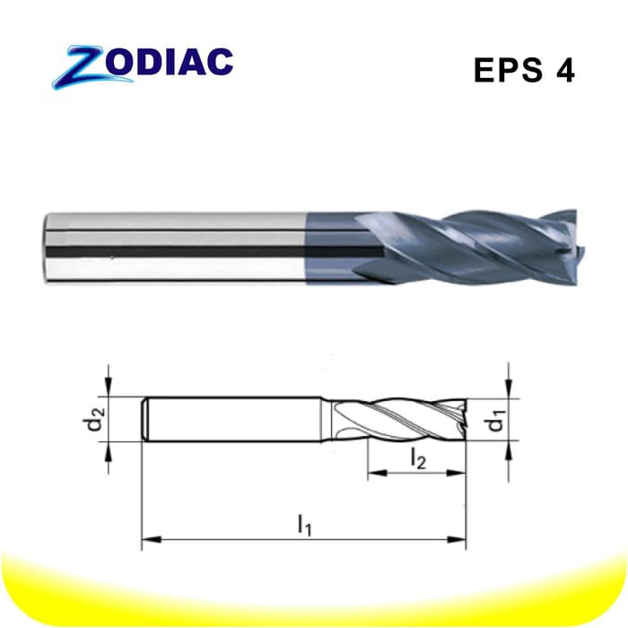 ZODIAC Carbide Endmill 4 Flute For 45Hrc D1x50