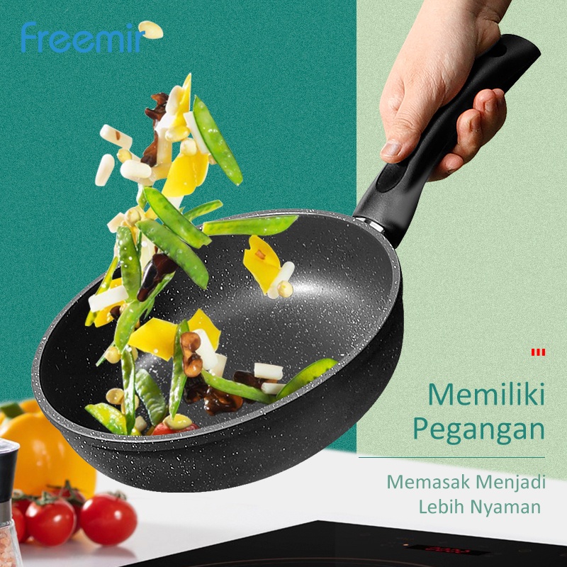 Wajan Penggorengan Aluminium Anti Lengket Serbaguna Awet Warna Hitam 20 cm / 24 cm Frying pan