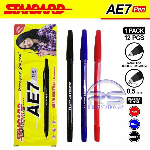 

Pulpen Standard AE7 0.5 mm Murah Original ( 1 Pcs ) - Hitam Biru Merah