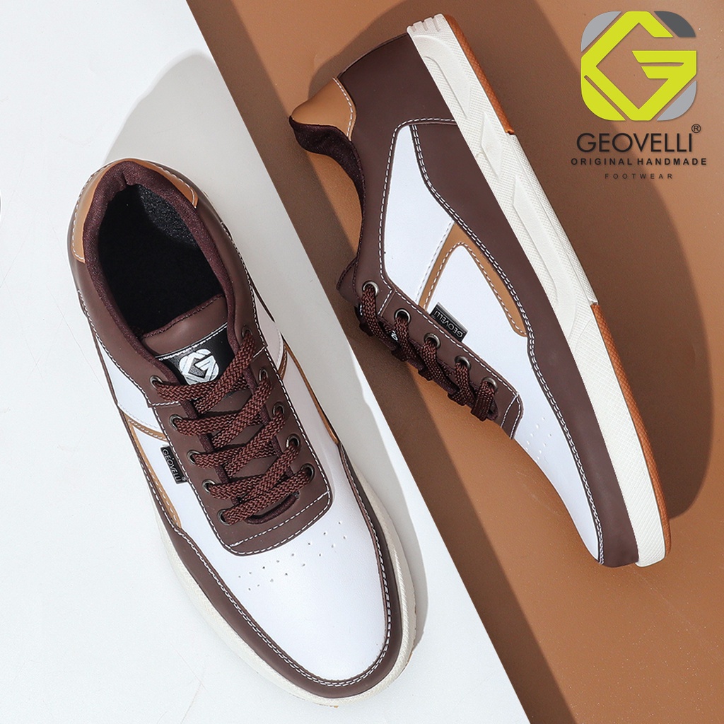 Geovelli White Combination Sepatu Sneaker Kasual Pria Comfortable Sneakers Outdoor Travelling GVL3128