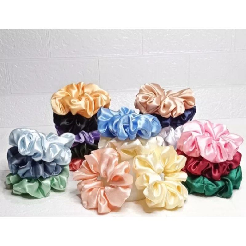 (Bisa COD) Ikat Rambut Scrunchi/Ikat Rambut Cepol Hijab/Bahan ceruty
